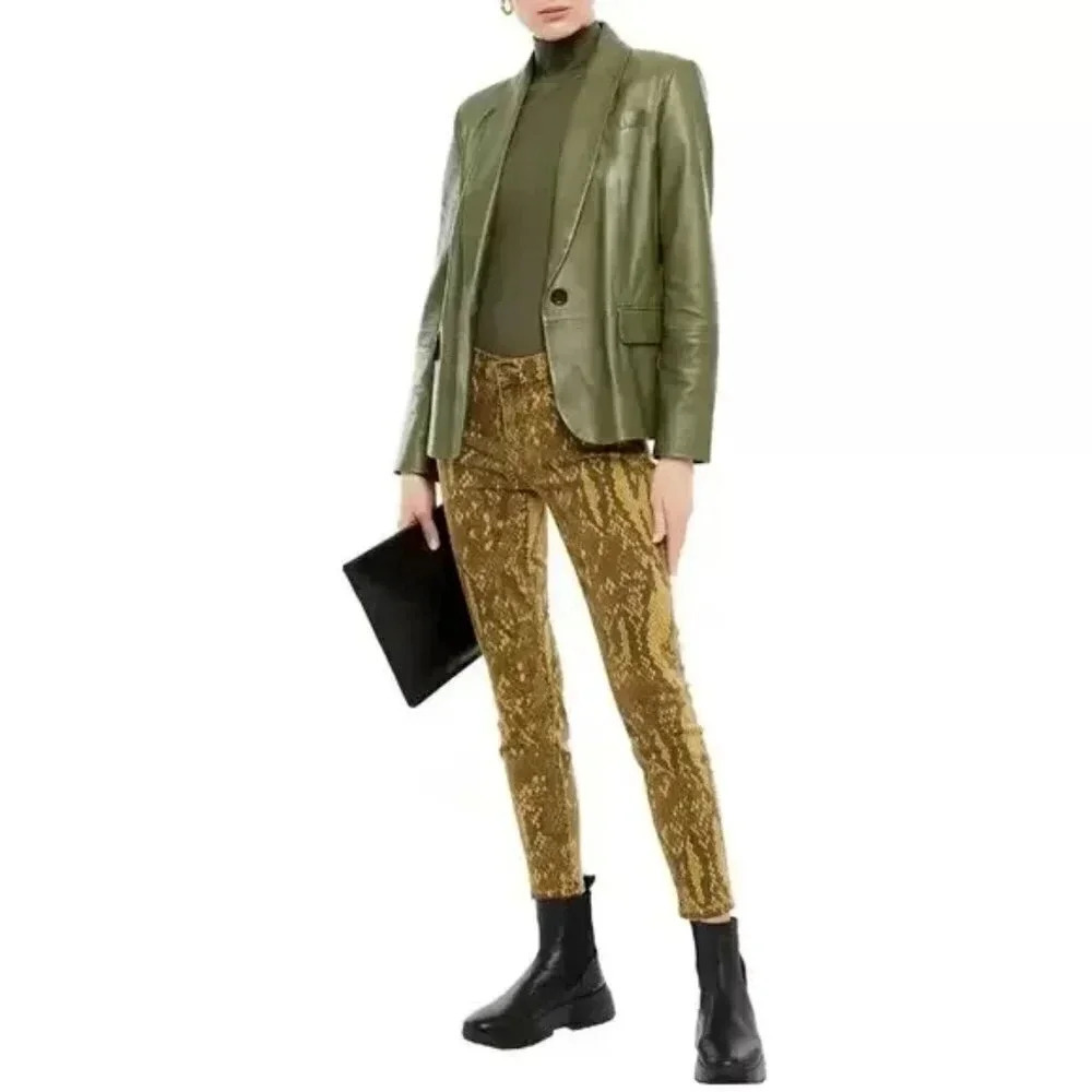 Current/  Elliott Stiletto Snake Print Mid Rise Skinny Jeans